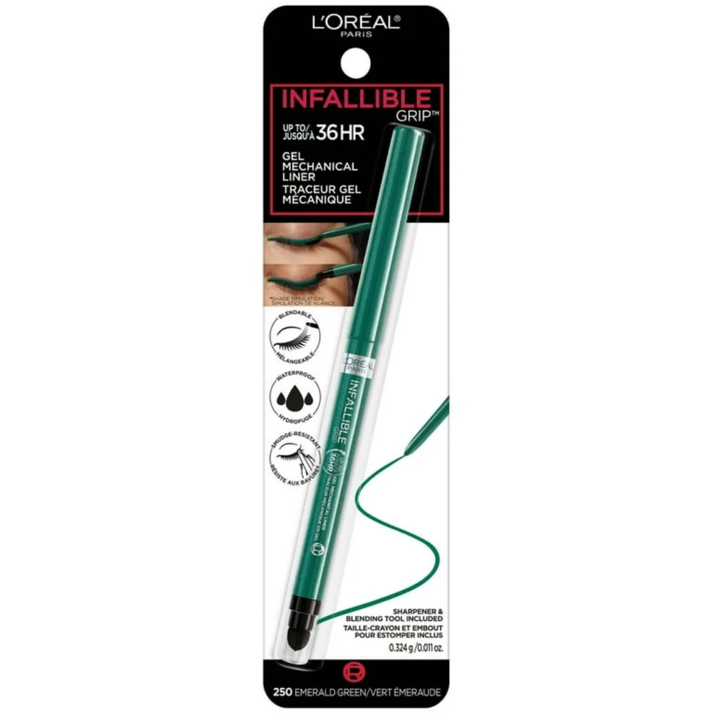 4 x L'Oréal Paris Infallible Grip 36H Gel Eyeliner - 250 Emerald Green